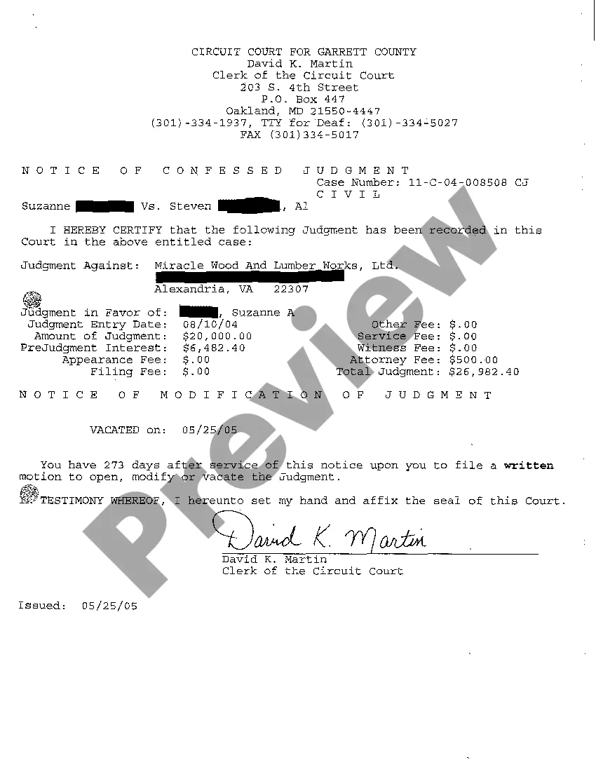 Preview A06 Notice of Confessed Judgment