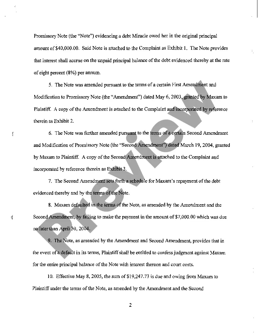 Get A09 Verified Amendment To Complaint and Affidavit For Confessed Judgment Preview A09 Verified Amendment To Complaint and Affidavit For Confessed Judgment