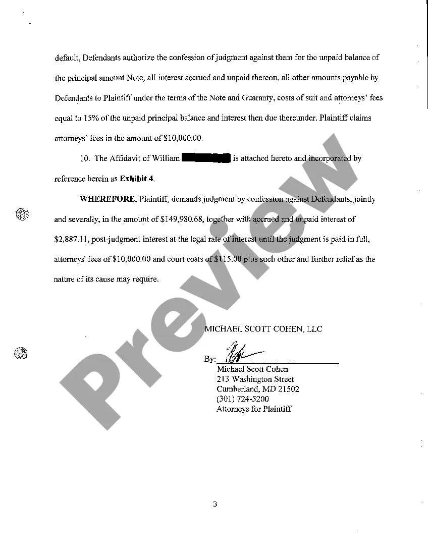 Get A02 Complaint For Judgment By Confession Preview A02 Complaint For Judgment By Confession