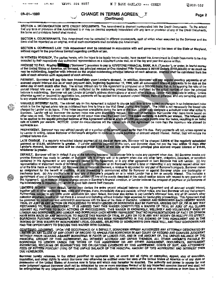 Get A04 Exhibit 2 Change in Terms Agreement Preview A04 Exhibit 2 Change in Terms Agreement