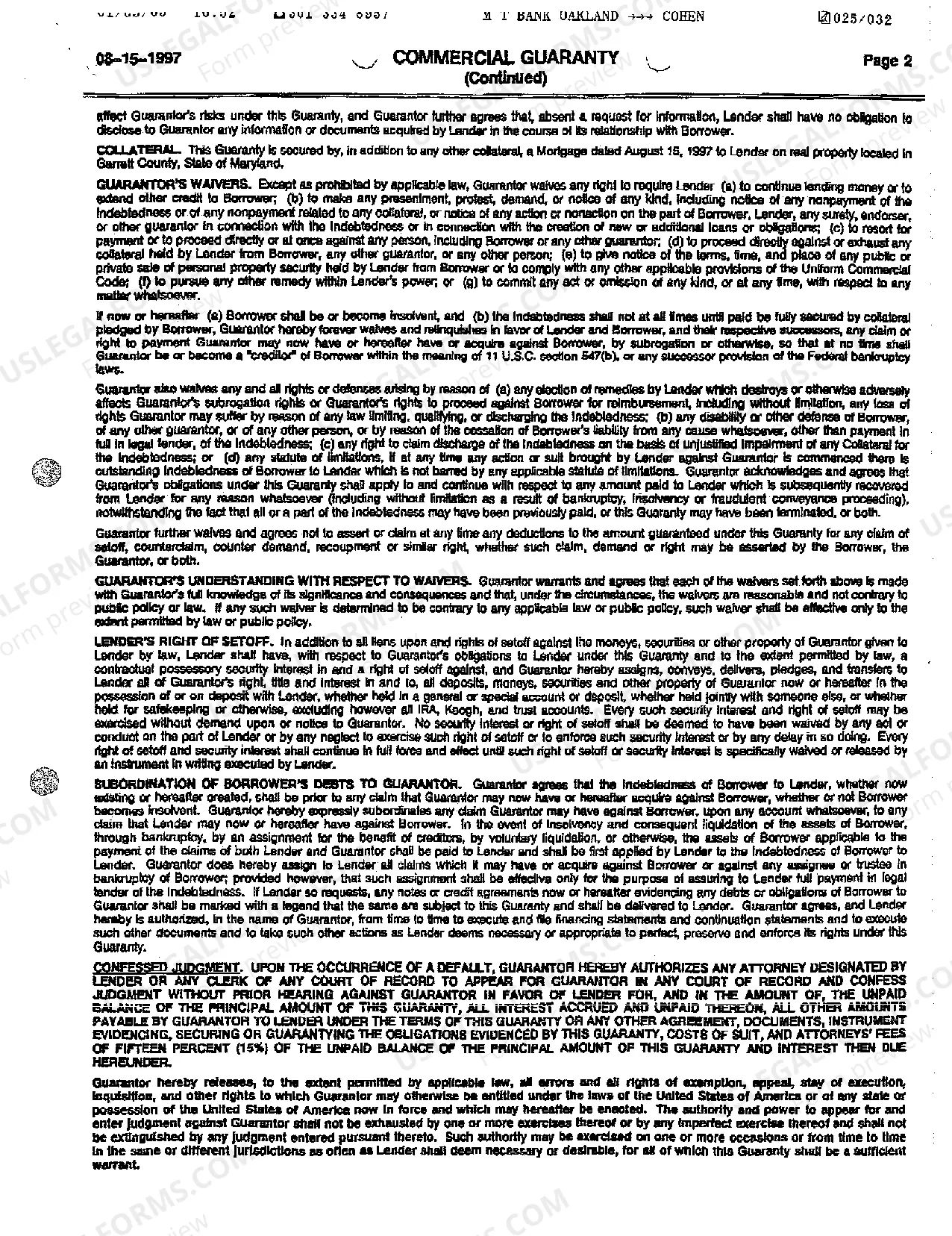 Preview A05 Exhibit 3 Commercial Guaranty