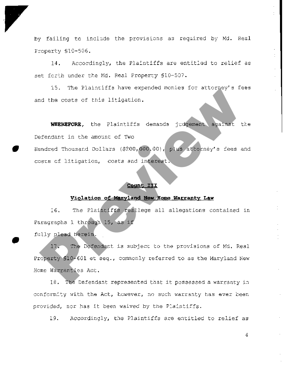 Breach Of Warranty In Construction Form Us Legal Forms 5421