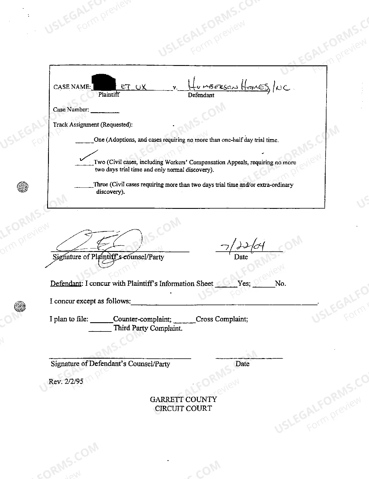 Preview A03 Civil - Non-Domestic Case Information Report