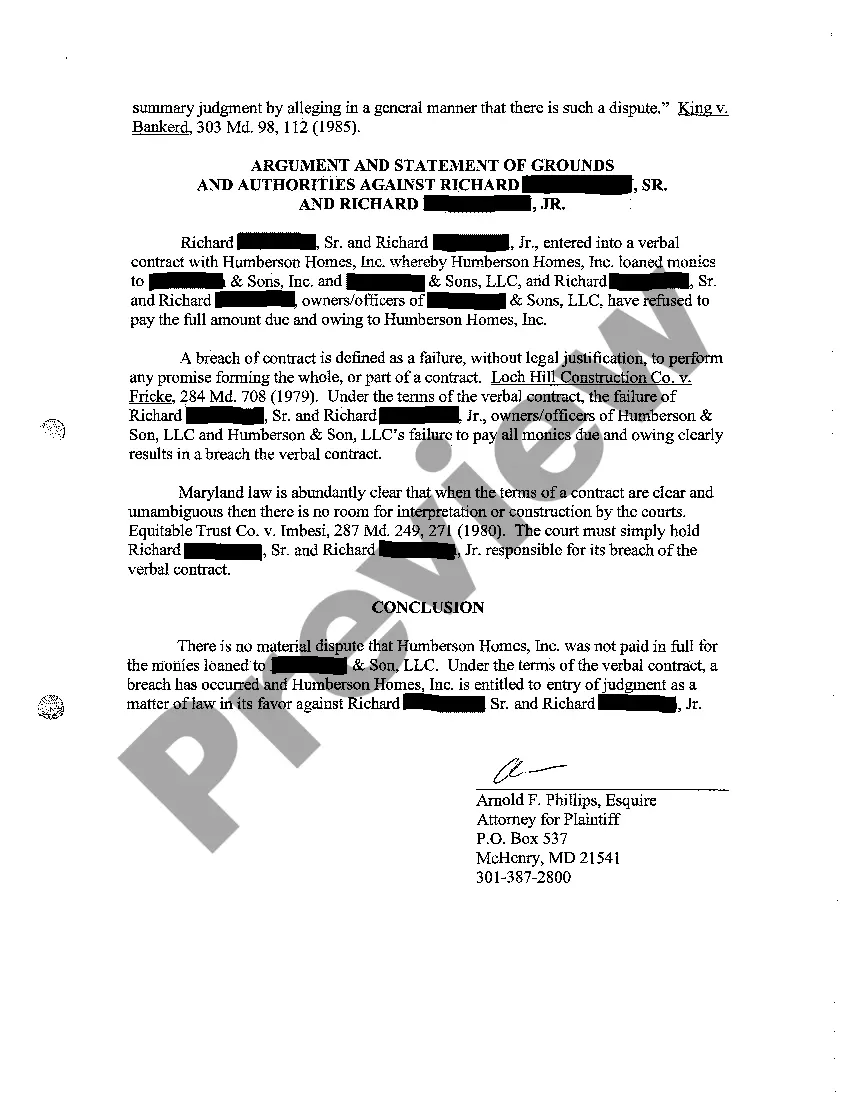 Get A07 Motion For Summary Judgment and Statement Of Grounds and Authorities Exhibits and Affidavit Preview A07 Motion For Summary Judgment and Statement Of Grounds and Authorities Exhibits and Affidavit