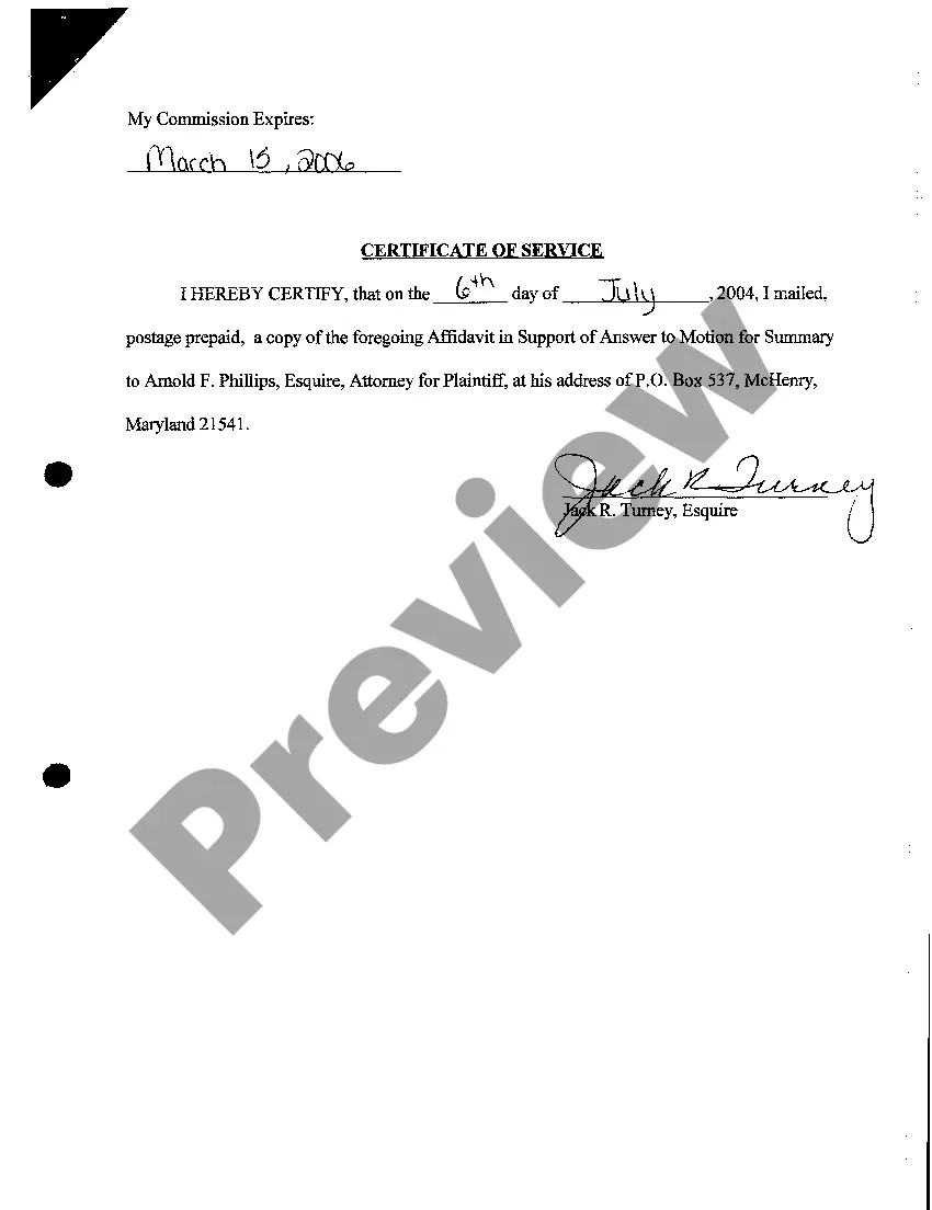 Preview A09 Affidavit In Support Of Answer To Motion For Summary Judgment