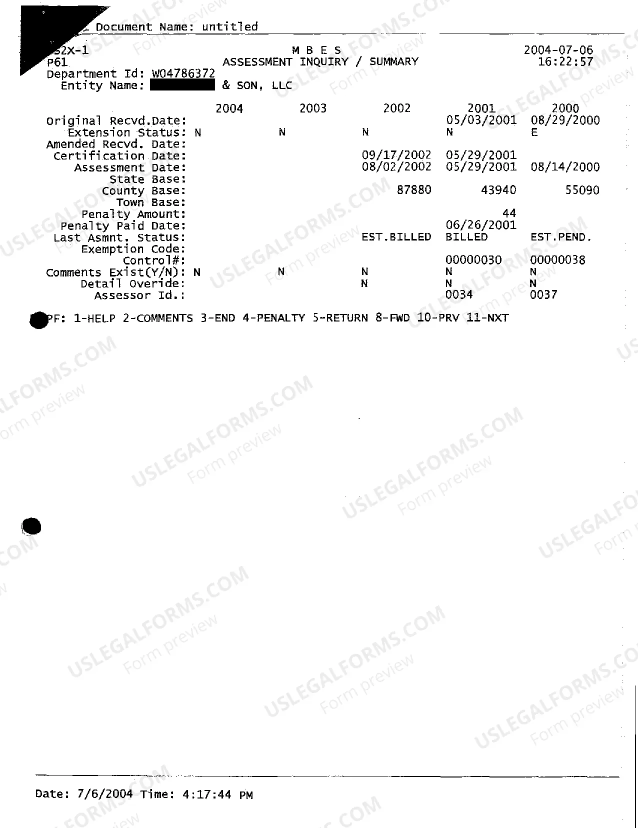 Preview A16 Exhibit 1 Personal Property Assessment Inquiry