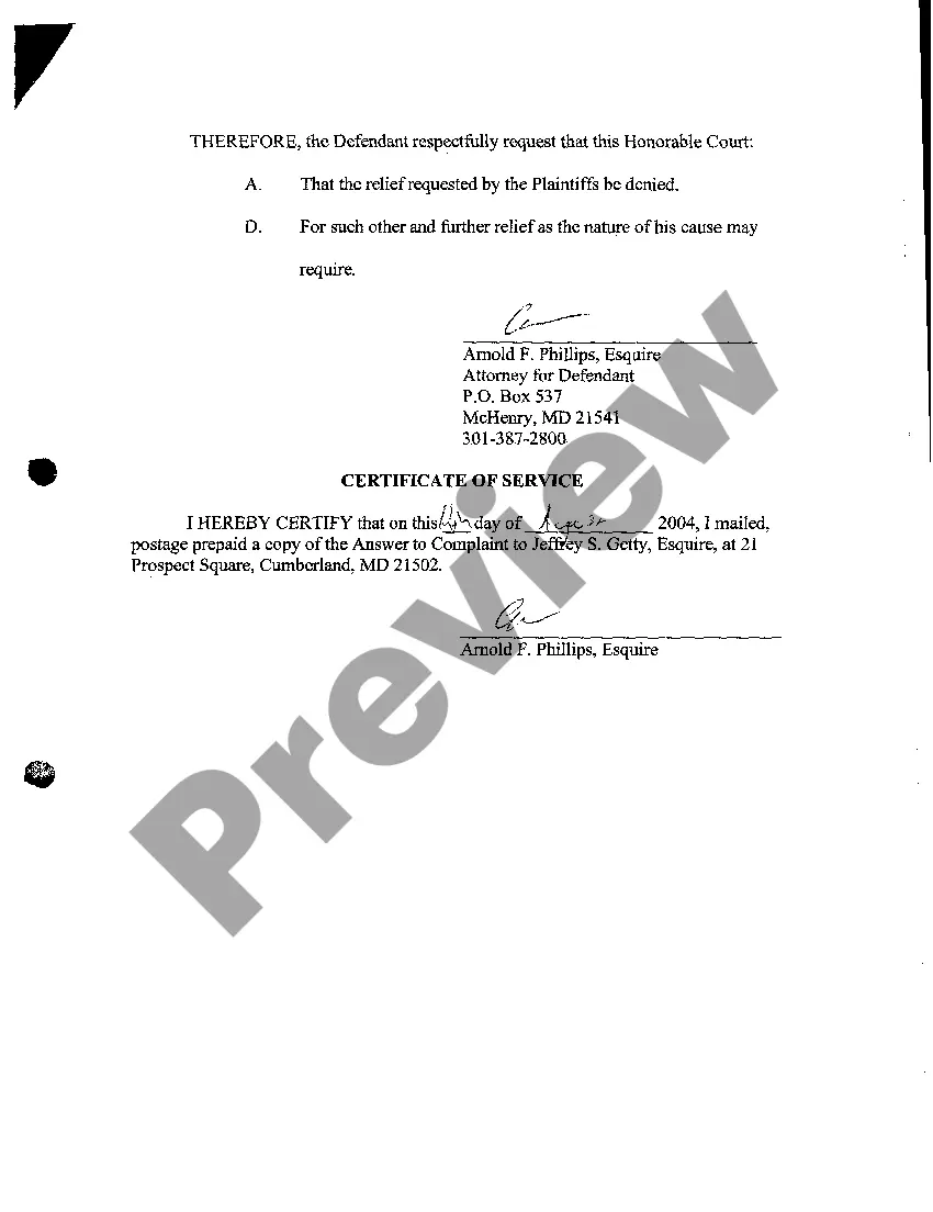 Preview A06 Answer To Complaint