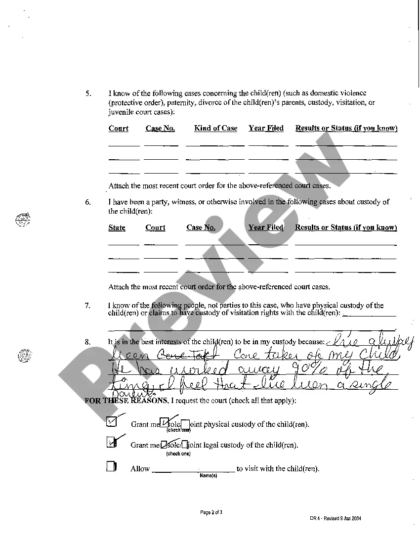 Preview A02 Complaint For Custody