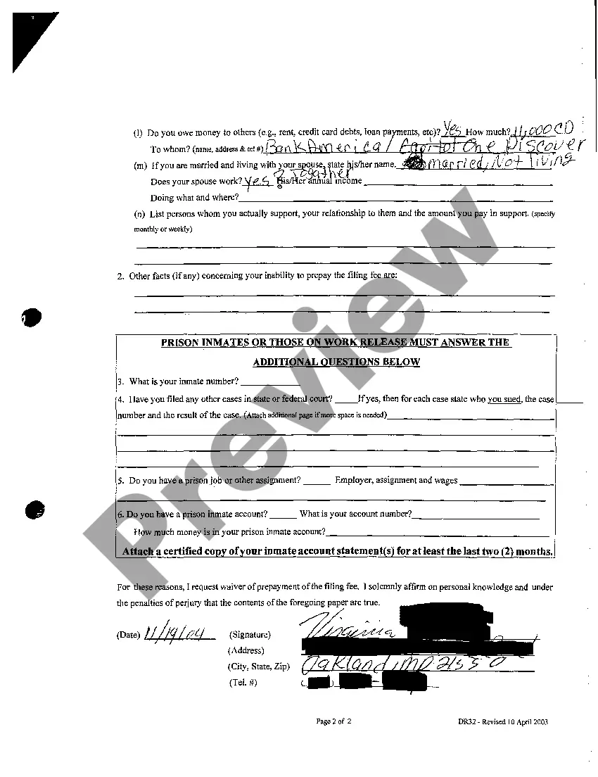 Get A05 Request For Waiver Of Prepayment Of The Filing Fee Preview A05 Request For Waiver Of Prepayment Of The Filing Fee