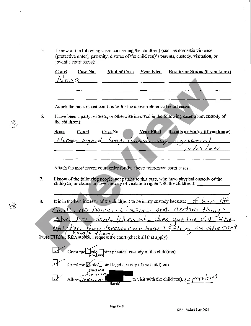 Get A08 Complaint For Custody Preview A08 Complaint For Custody