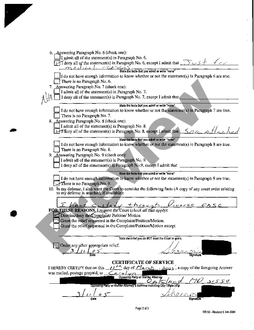 Preview A03 Answer To Complaint