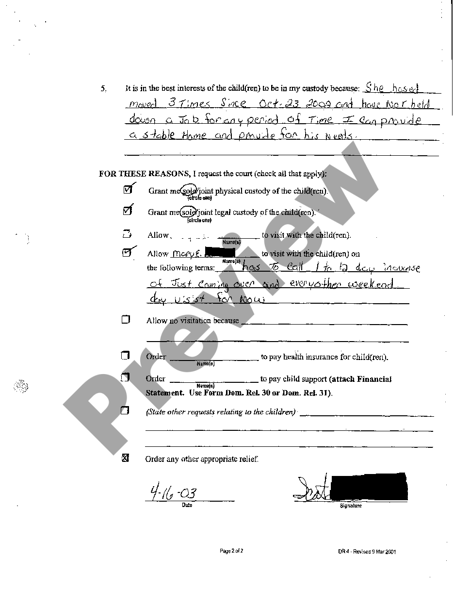 page 1 A03 Complaint For Custody preview
