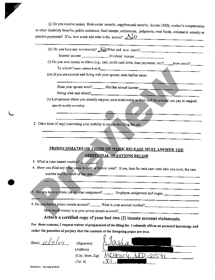 Get A05 Request For Waiver Of Prepayment Of The Filing Fee Preview A05 Request For Waiver Of Prepayment Of The Filing Fee