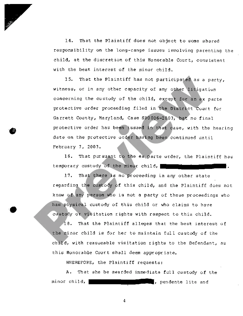 Get A02 Complaint For Immediate Custody And Other Relief Preview A02 Complaint For Immediate Custody And Other Relief
