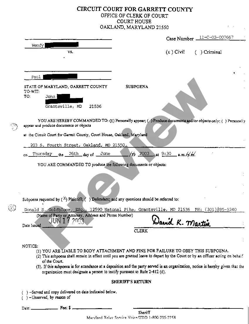 Get A25 Subpoena Preview A25 Subpoena