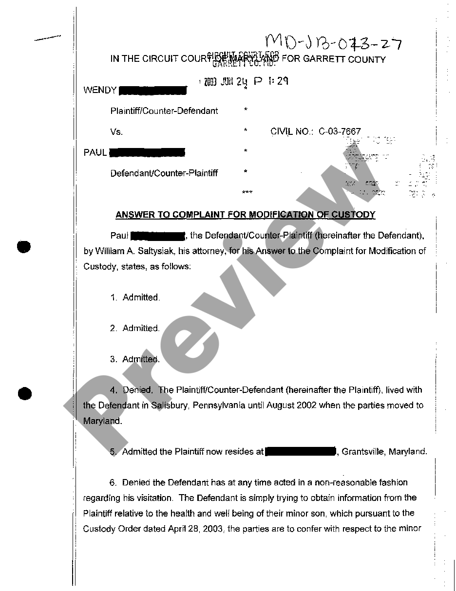 page 0 A28 Answer To Complaint For Modification Of Custody preview