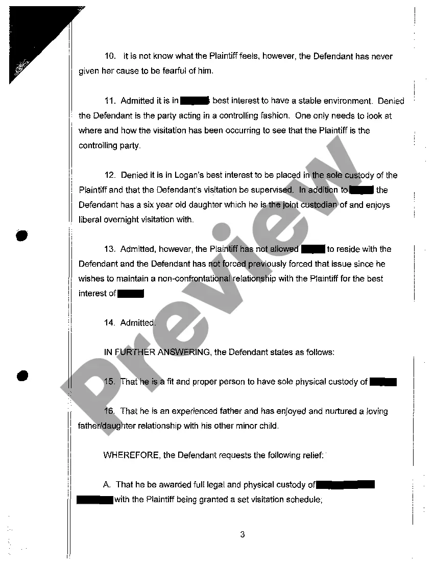 Get A28 Answer To Complaint For Modification Of Custody Preview A28 Answer To Complaint For Modification Of Custody