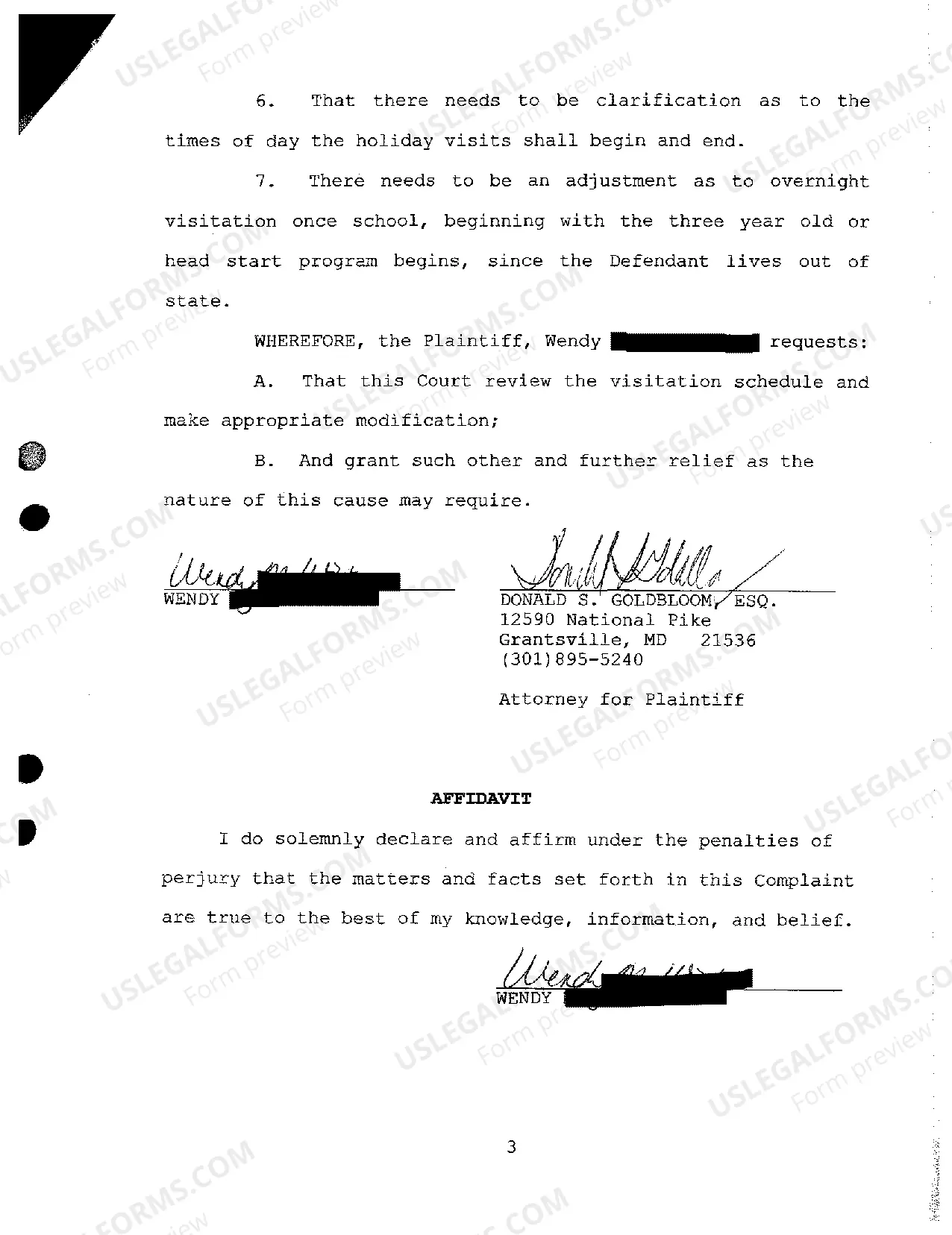 Preview A46 Complaint To Modify Visitation