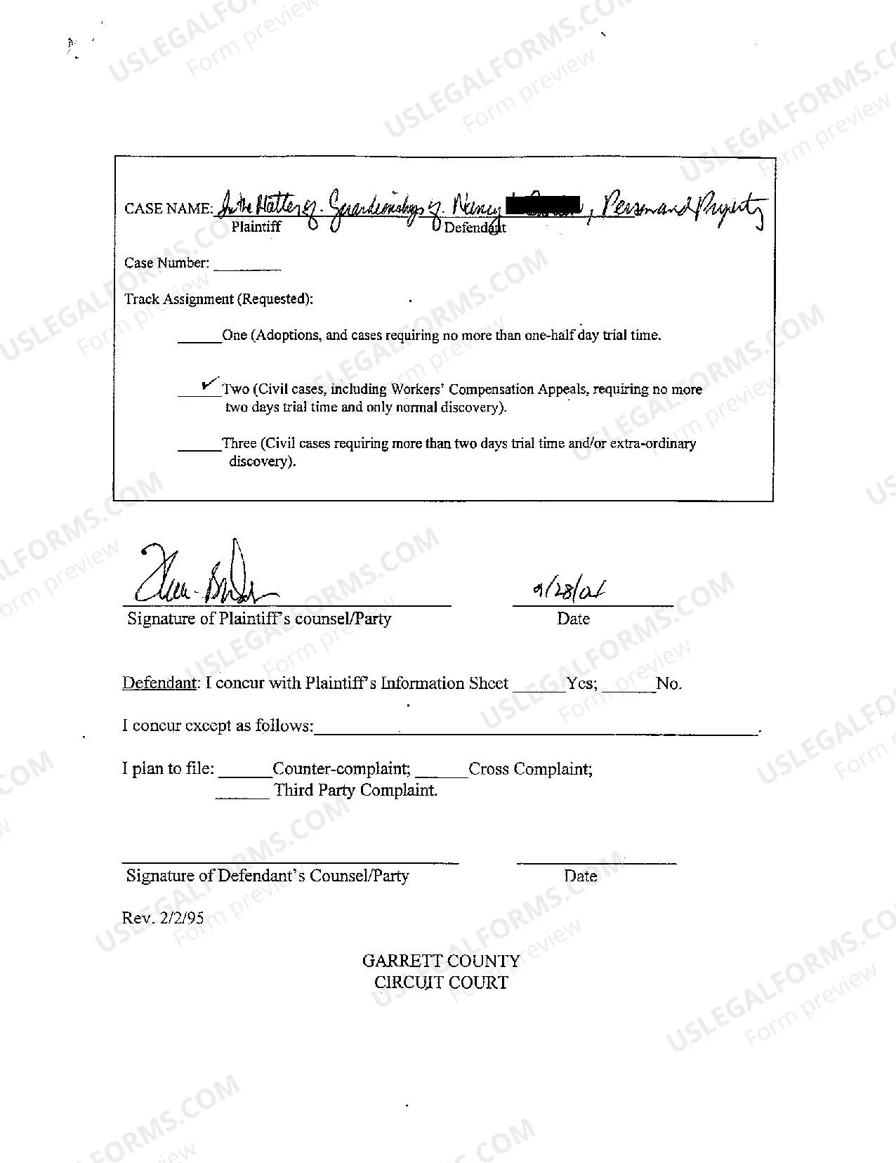 Preview A03 Civil - Non-Domestic Case Information Report