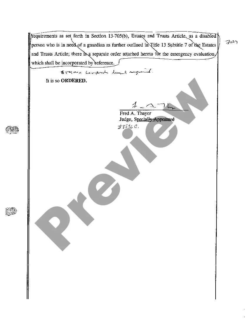 Preview A04 Temporary Order Appointment of Guardian for the Preservation of Property and to Order an Emergency Examination of an Alleged Disabled Person
