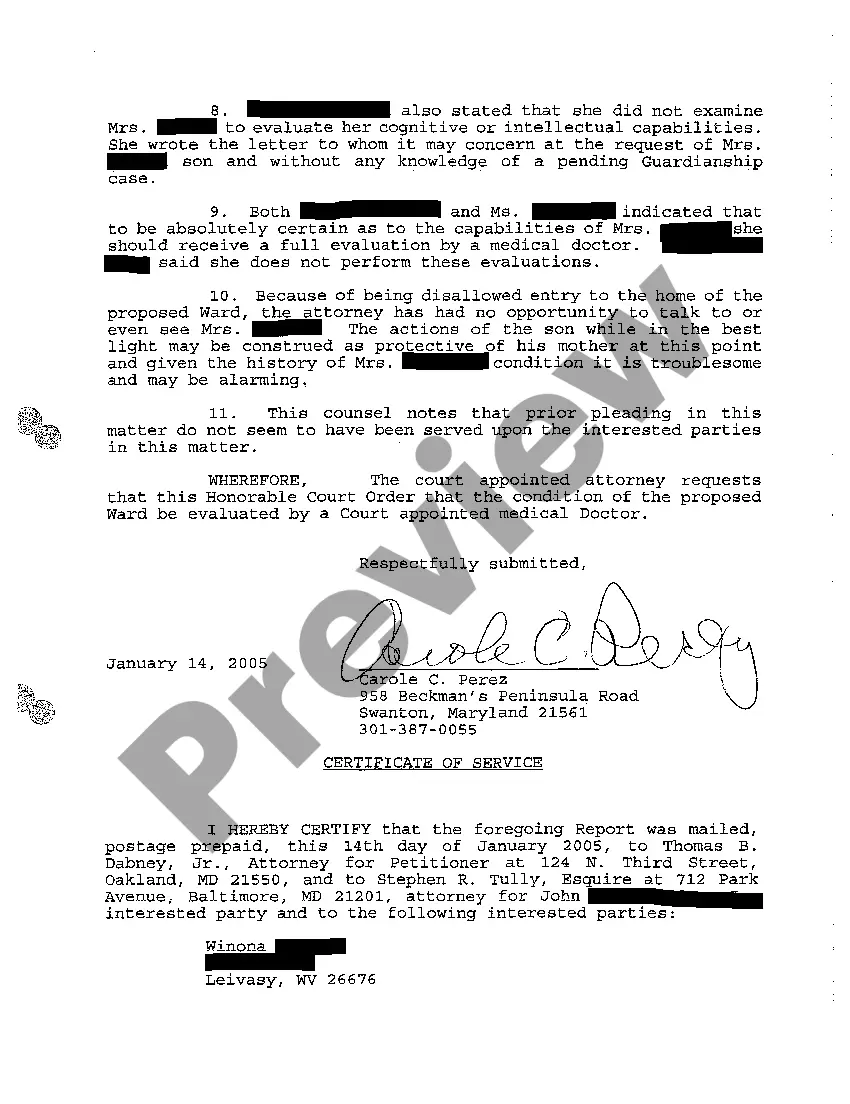 Preview A41 Report of Attorney for the Proposed Ward