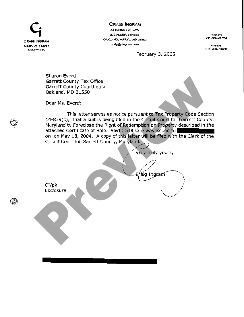 Preview A05 Exhibit B Notice to Collector of Taxes