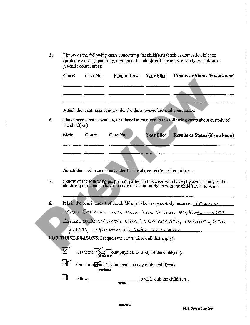Preview A04 Complaint for Custody