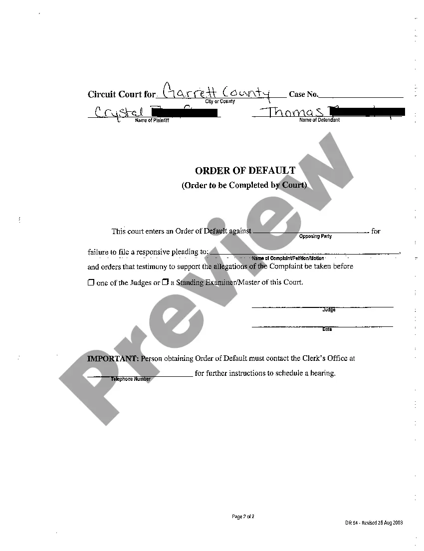 Preview A07 Request for Order of Default