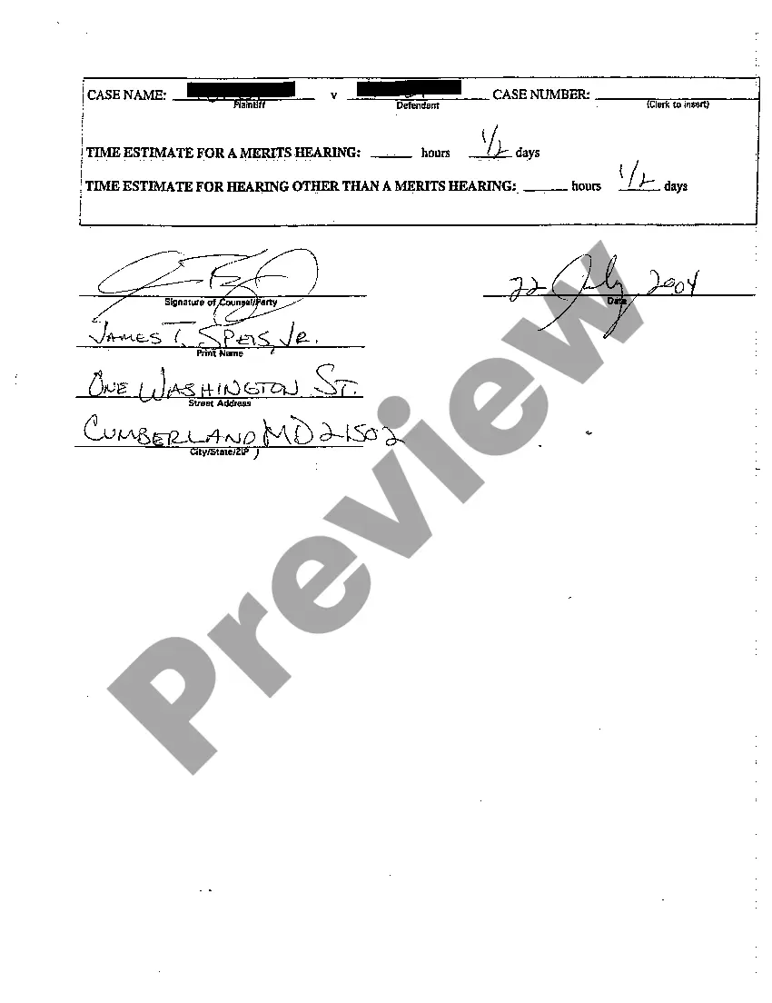 Preview A03 Civil - Domestic Case Information Report