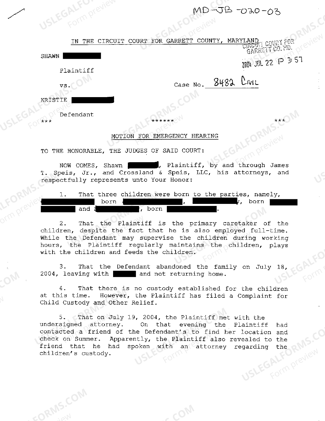 Motion For Immediate Review In Maryland Form US Legal Forms