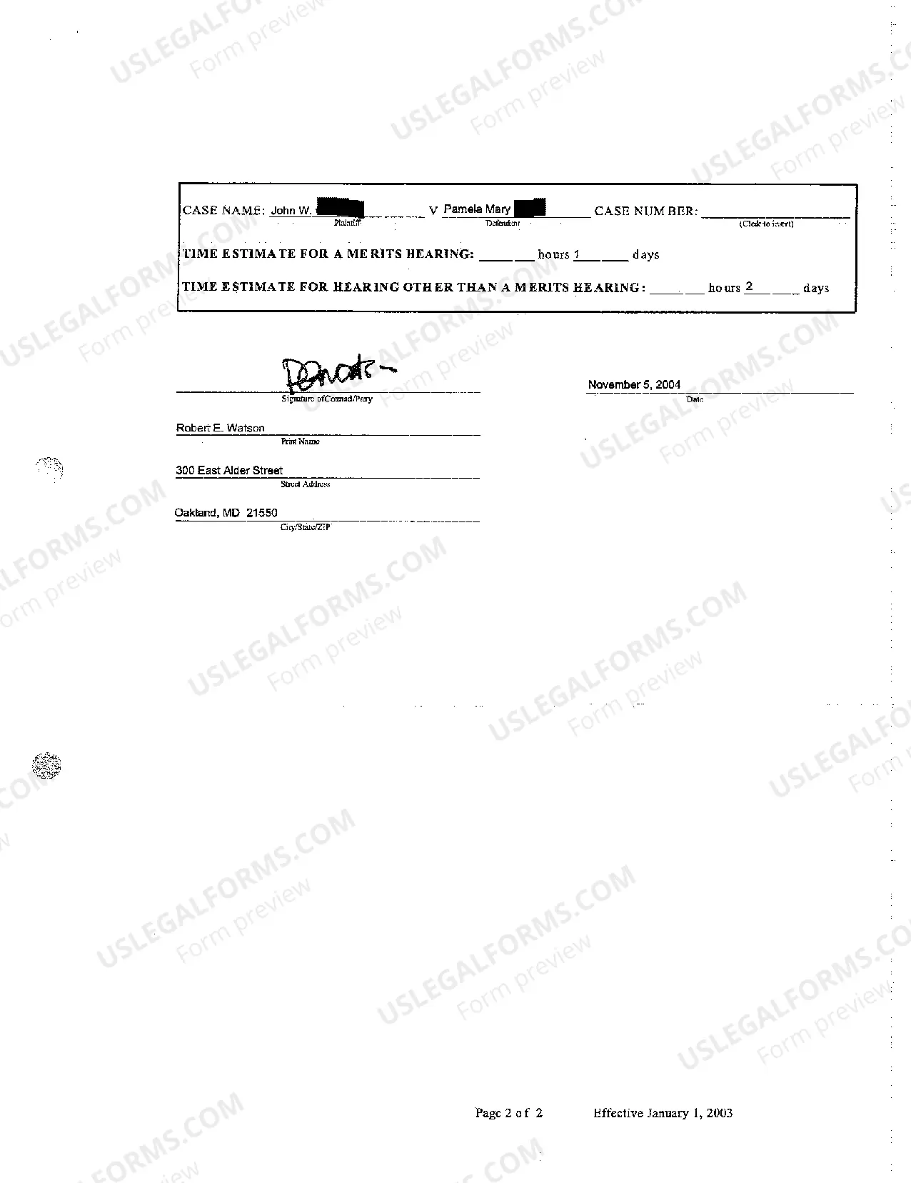 Preview A11 Civil - Domestic Case Information Report