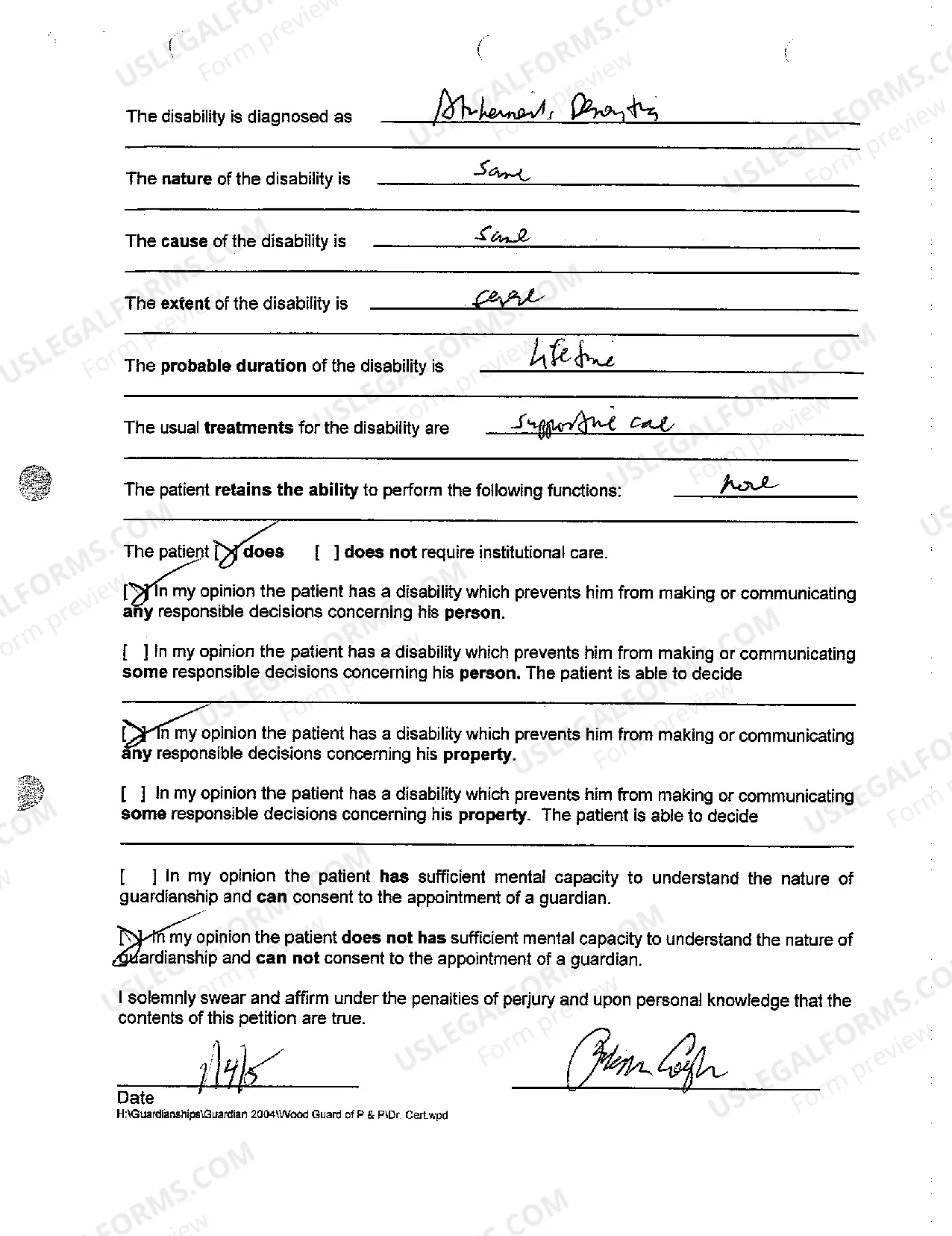 Preview A03 Physician's Certificate