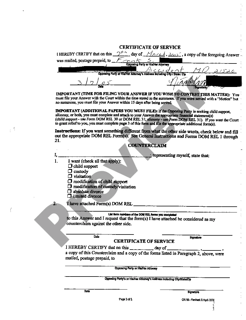 Preview A04 Answer to Complaint