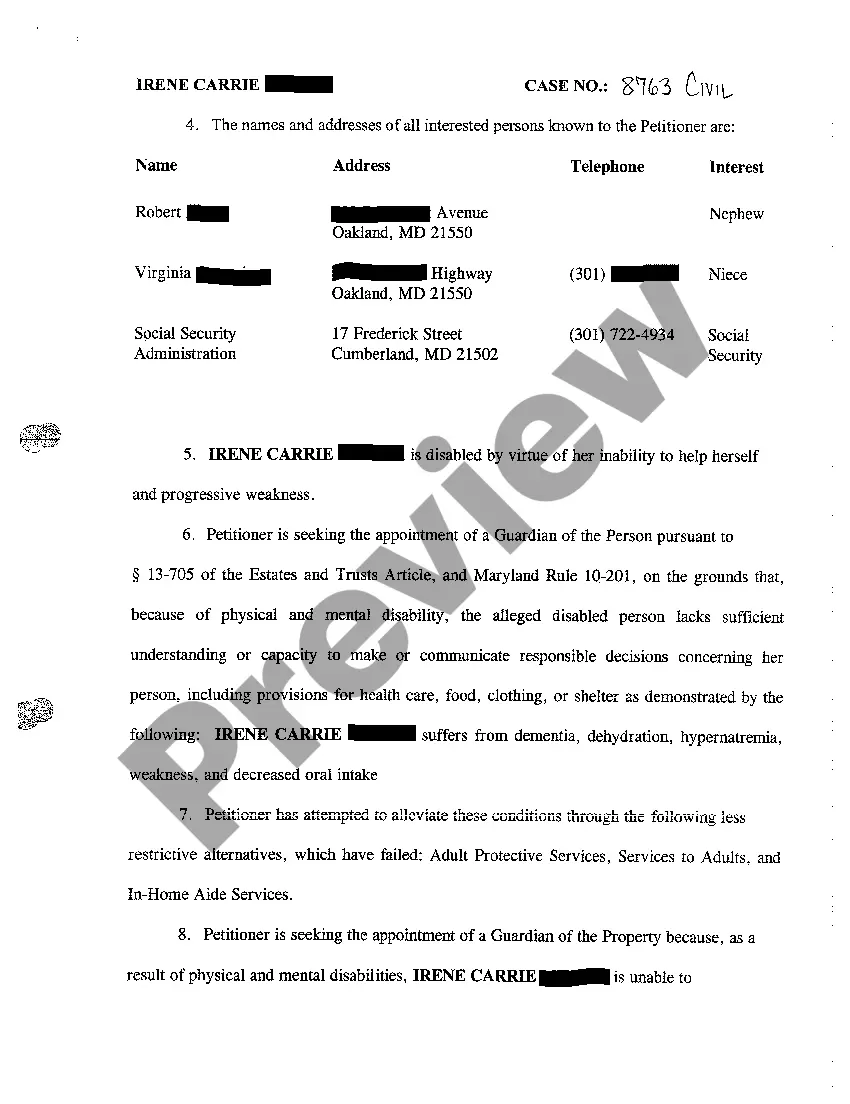 Get A02 Petition for the Appointment of a Guardian of the Person and Property Preview A02 Petition for the Appointment of a Guardian of the Person and Property