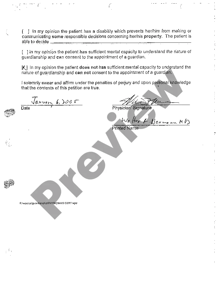 Preview A04 Physician's Certificate