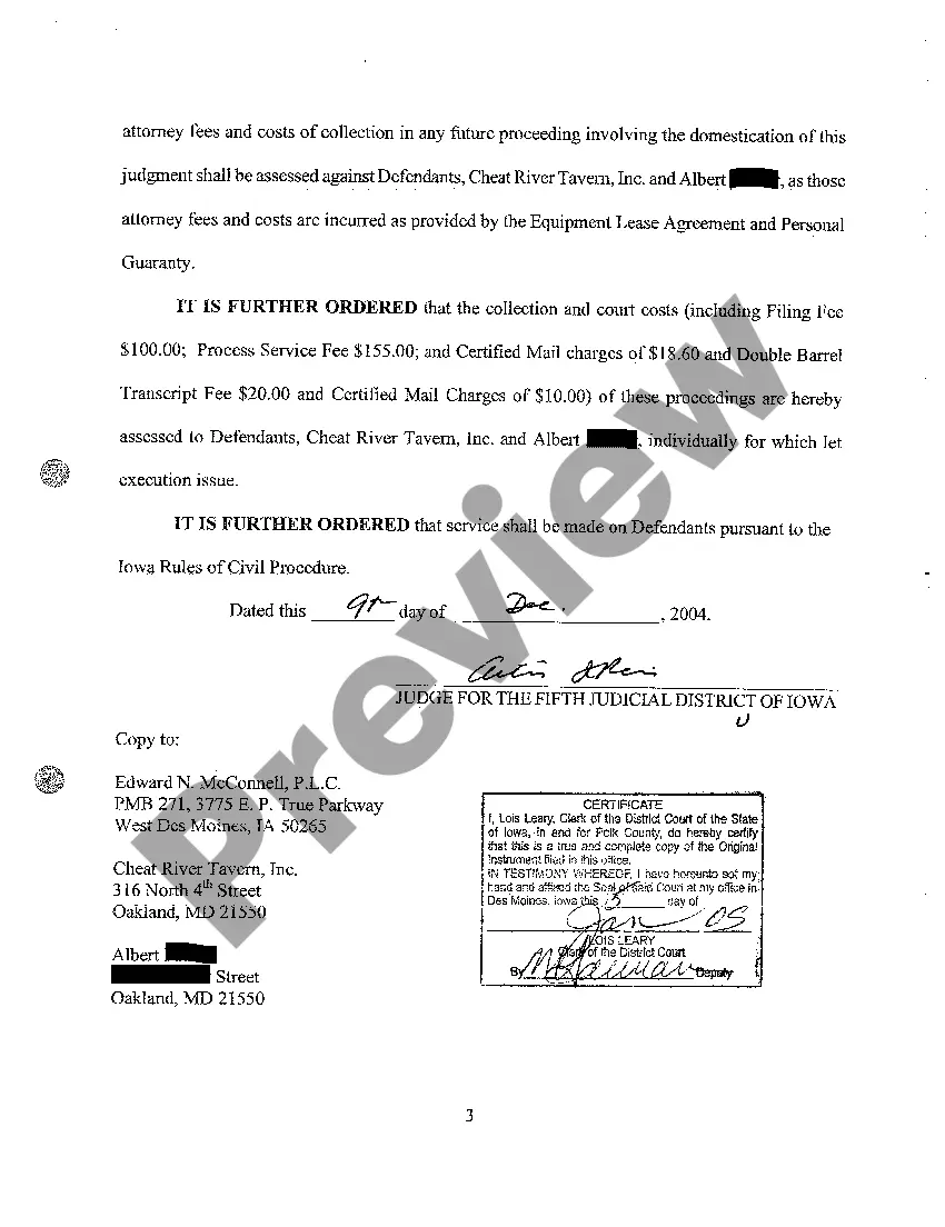 Preview A05 Order of Default and Default Judgment Entry