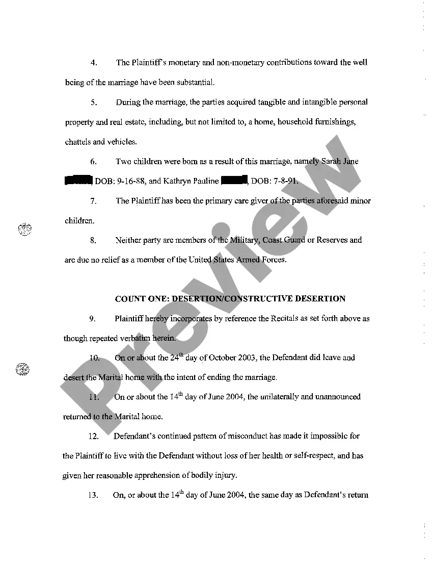 Preview A03 Complaint for Limited - Absolute Divorce