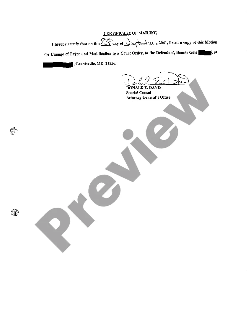 Preview A12 Motion for Change of Payee and Modification of Court Order