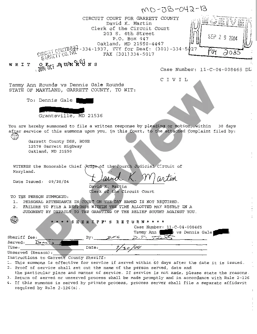 Preview A15 Writ of Summons