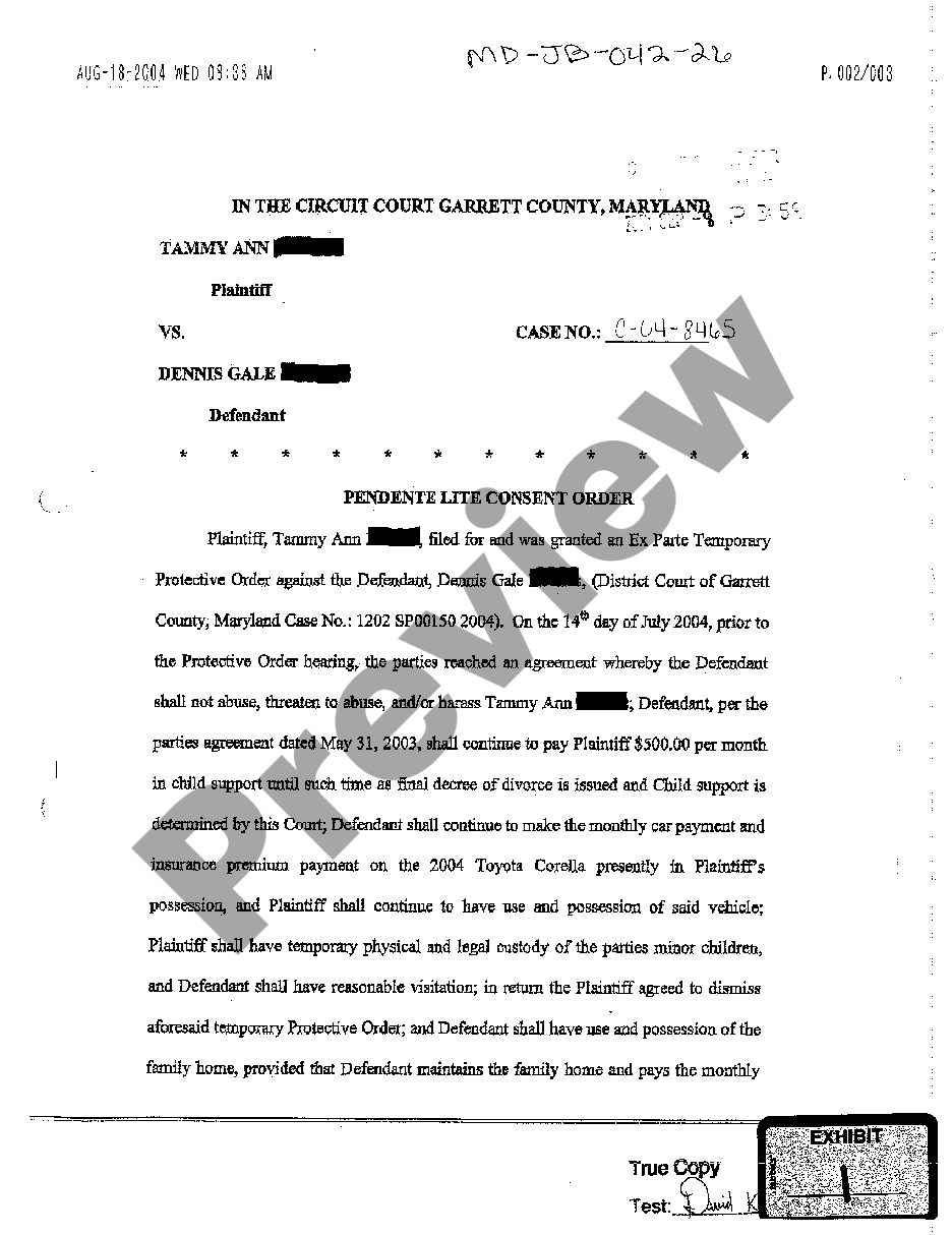 page 0 A28 Pendente Lite Consent Order preview