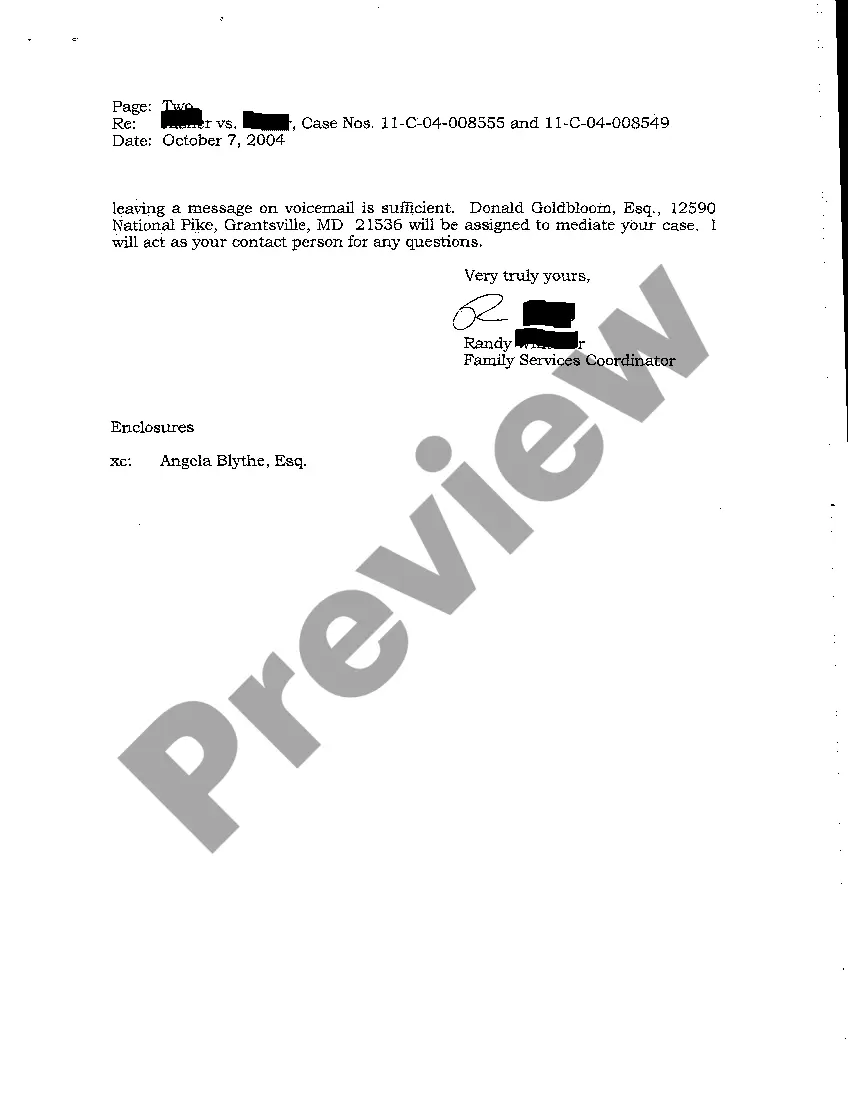 Get A02 Letter to Parties regarding Mediation Preview A02 Letter to Parties regarding Mediation