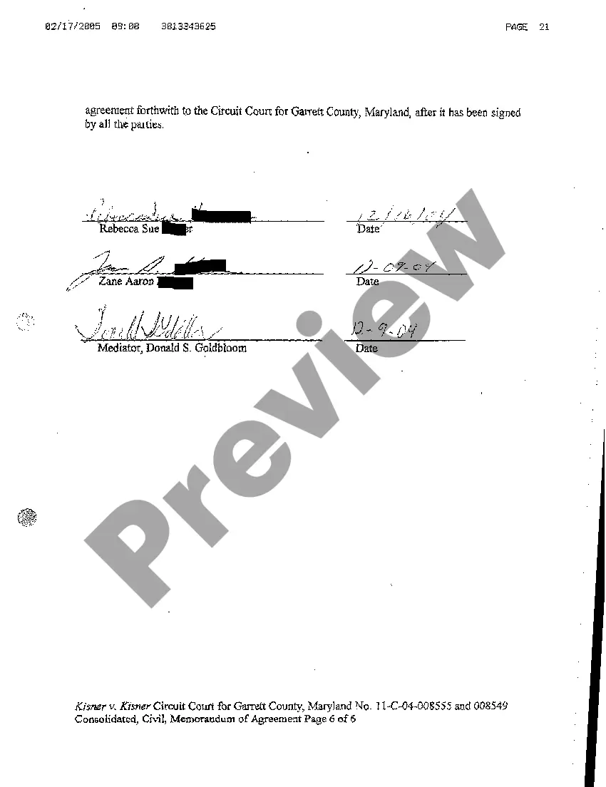 Preview A09 Exhibit 1 Memorandum of Custody Visitation and Support Agreement