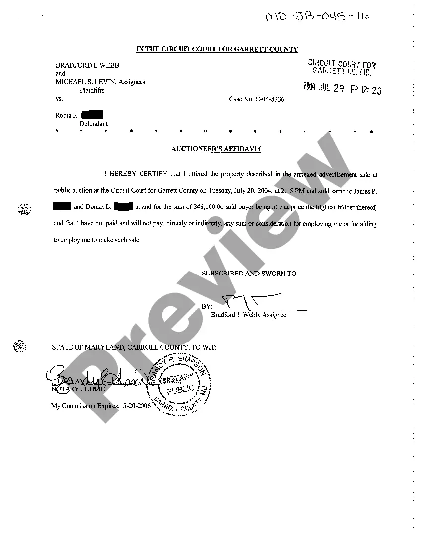 Preview A17 Auctioneer's Affidavit