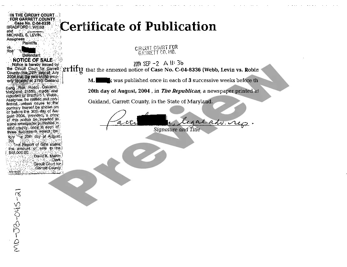 Preview A22 Certificate of Sale