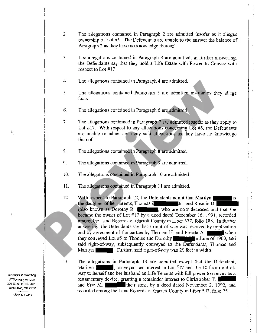 Preview A14 Answer to Complaint for Declaratory Judgment