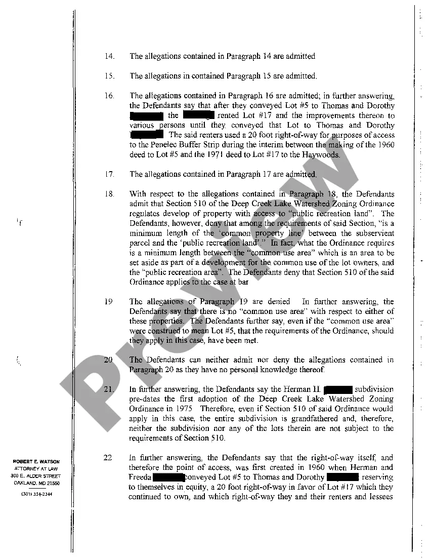 Preview A14 Answer to Complaint for Declaratory Judgment