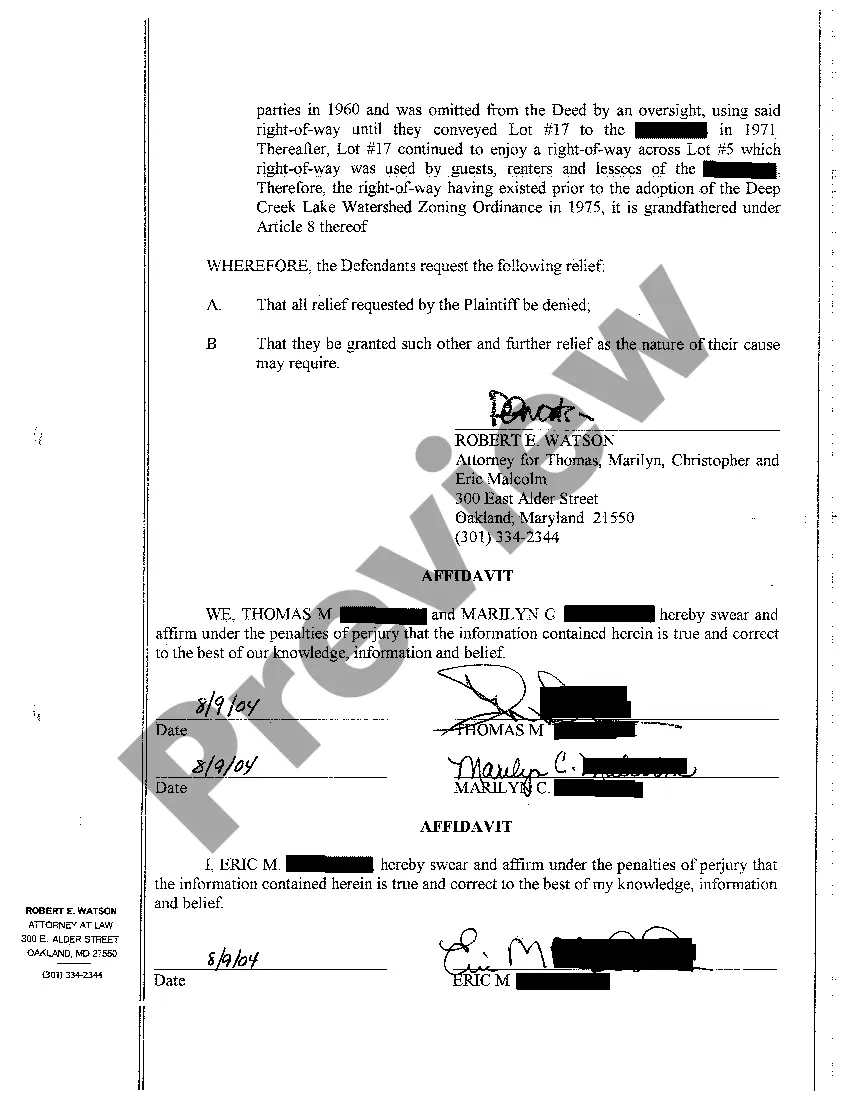 Preview A14 Answer to Complaint for Declaratory Judgment