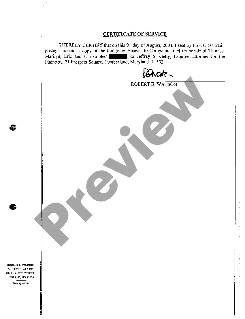 Preview A14 Answer to Complaint for Declaratory Judgment