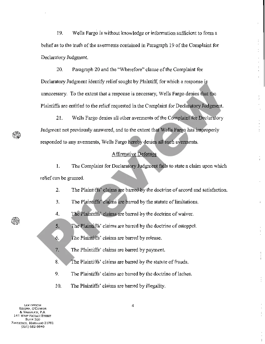 Preview A16 Answer to Complaint for Declaratory Judgment