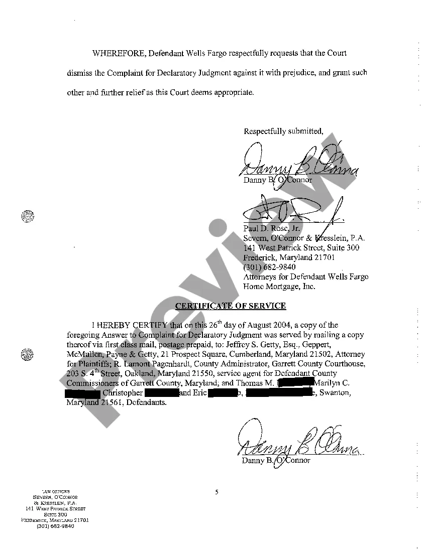 Preview A16 Answer to Complaint for Declaratory Judgment